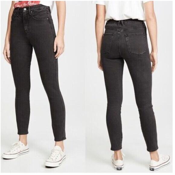 NWT Good American Good Curve Denim Skinny Leg High Waist Yoke Black 063 Jean - Picture 1 of 9
